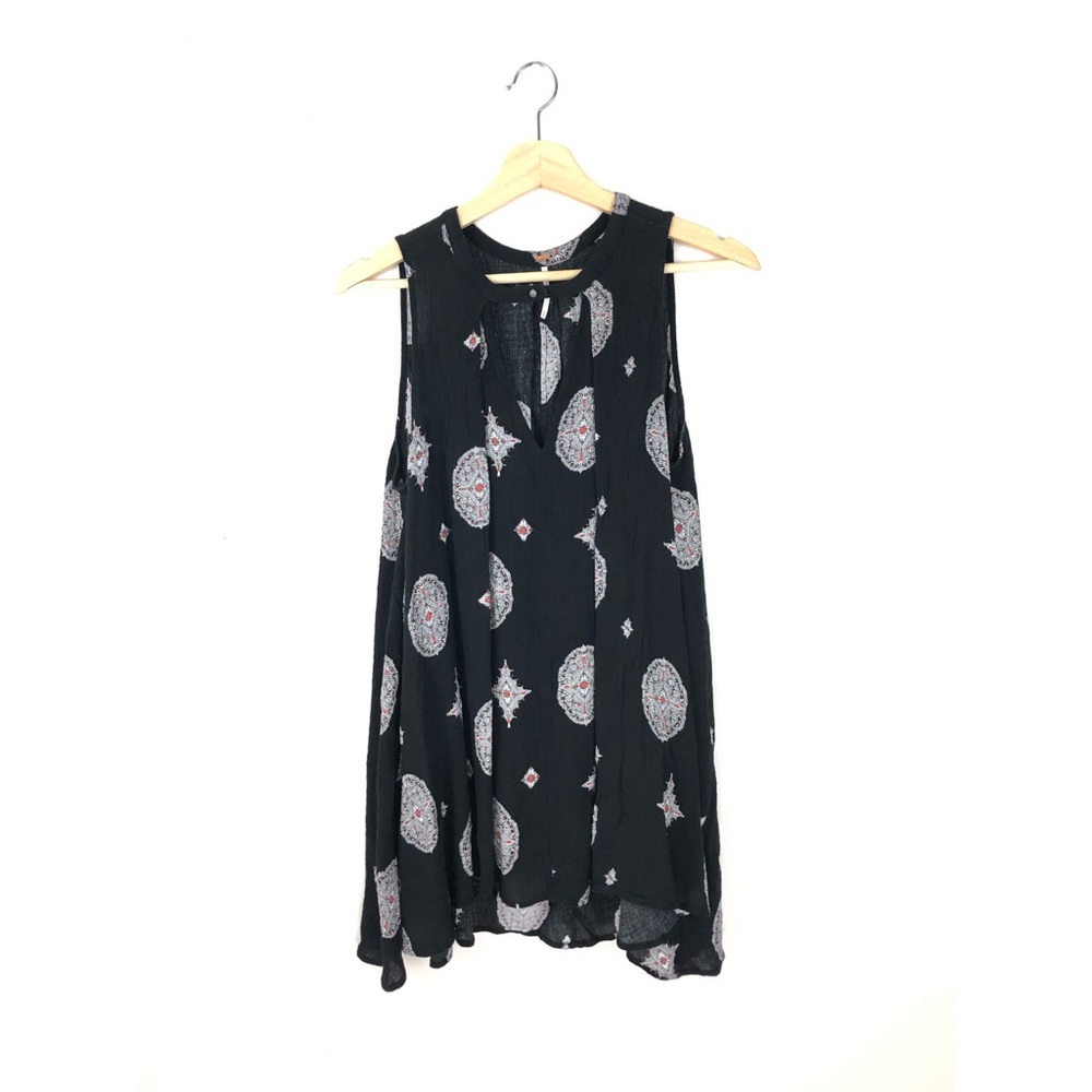 Free People Sleeveless Print Swing Tunic Pockets